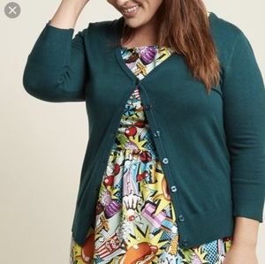 Modcloth charter school peacock cardigan sz XL